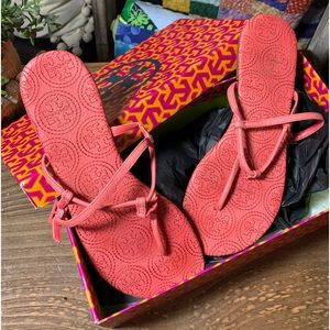 Tory Burch Marion Emmy Stitched Thong Sandal in Rose Petal